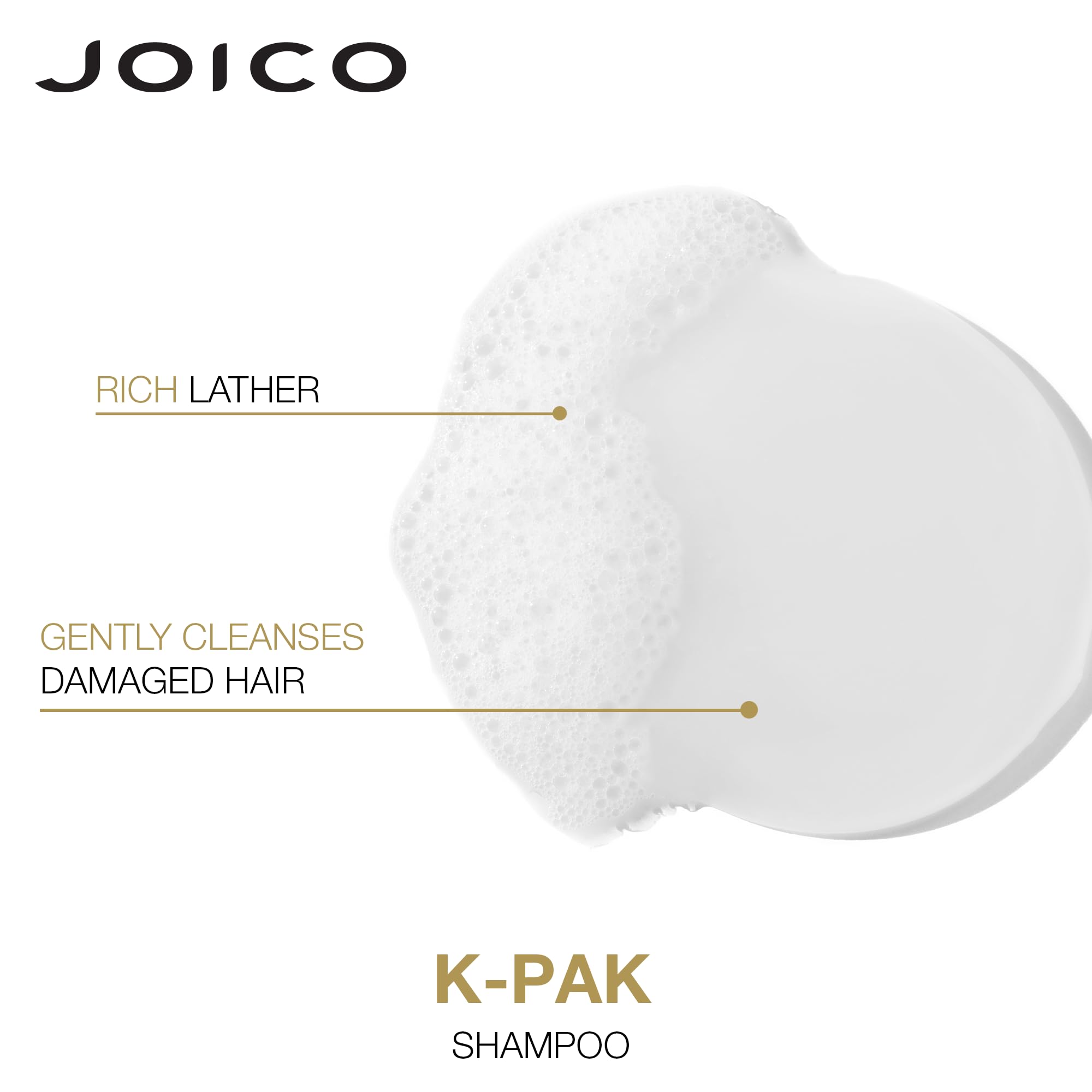Joico K-PAK Conditioner glide closeup emphasizing smoothing and detangling benefits.