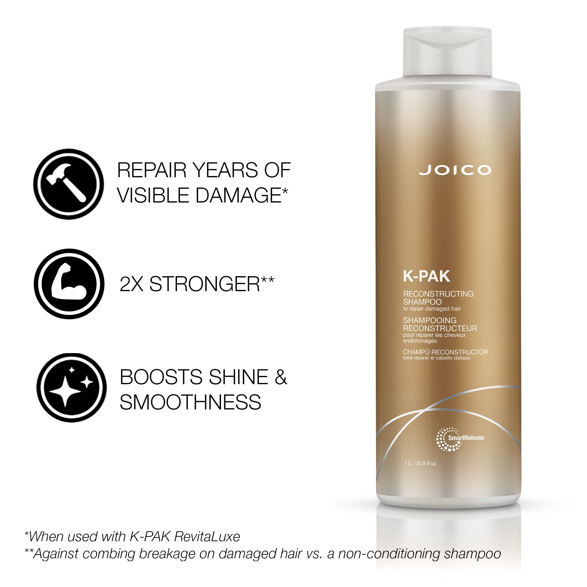 Joico K-PAK conditioner close-up on glossy, conditioned hair strands.