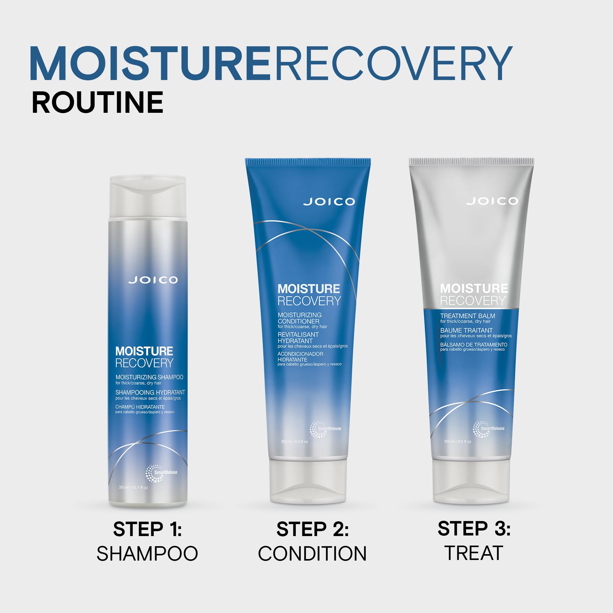 Gift set display of Joico Moisture Recovery Balm with two bottles and value for gifting