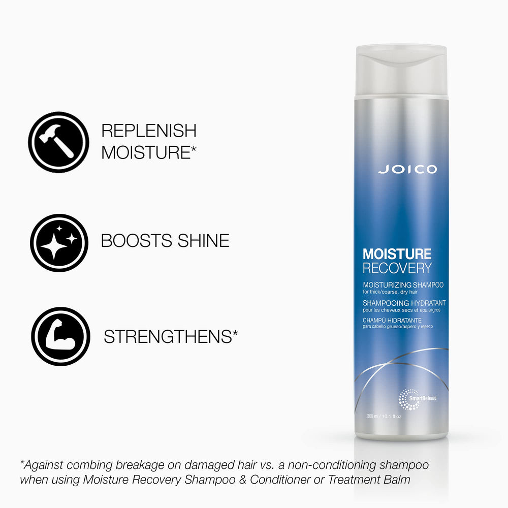 Close-up of Joico bottle pouring rich lather for moisture replenishment