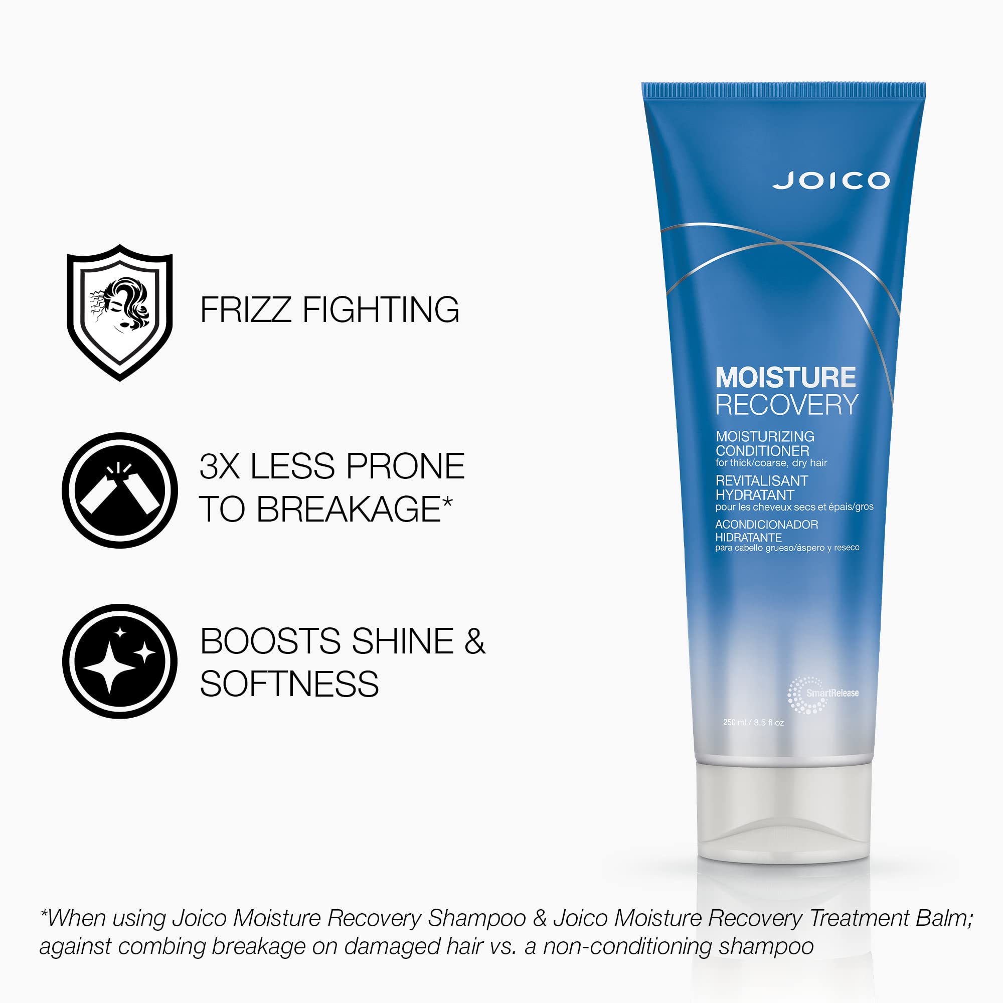 Joico Moisture Recovery shampoo lather highlighting hydration and shine