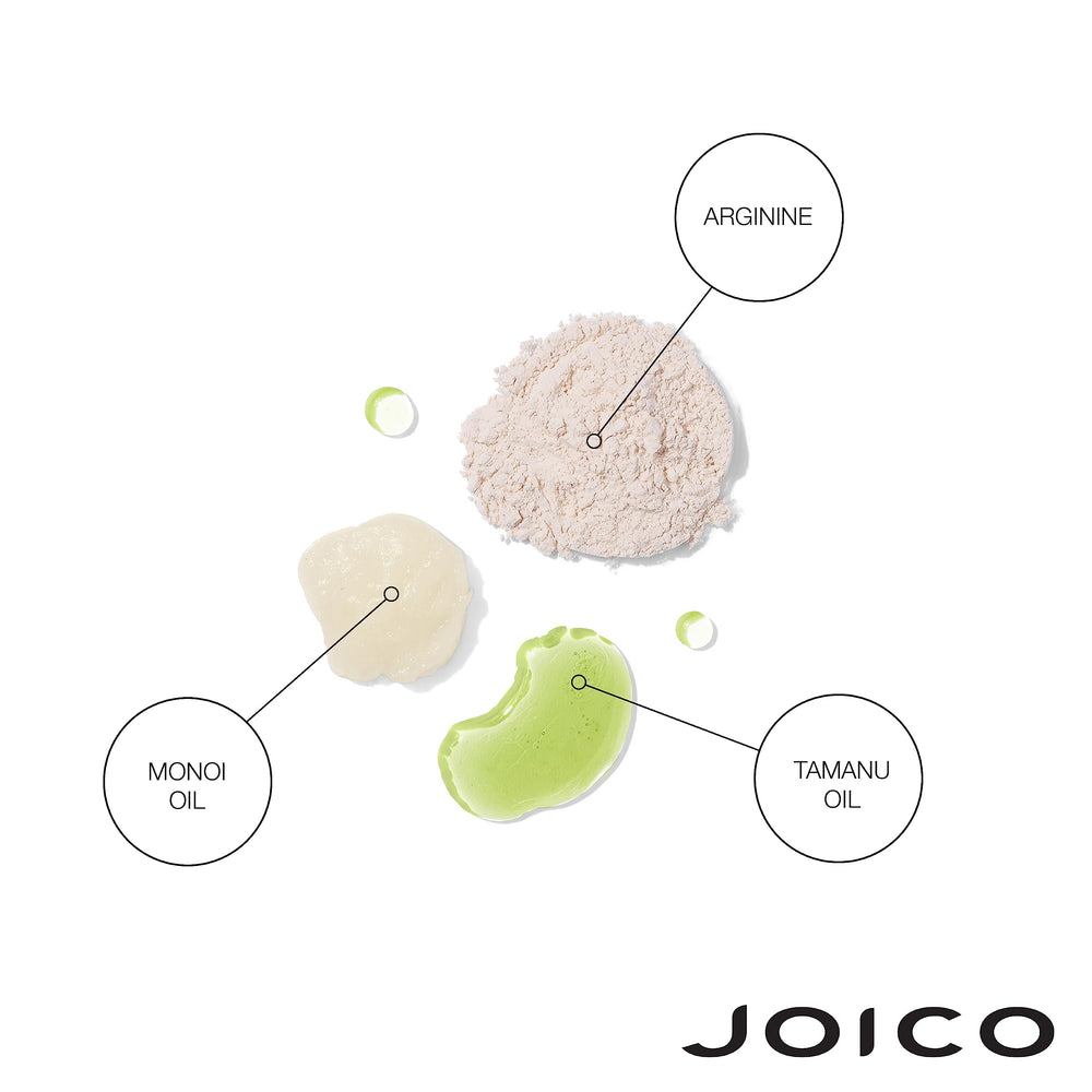 Joico Monoi Tamanu oil ingredients highlighted for nourishing, non-greasy care