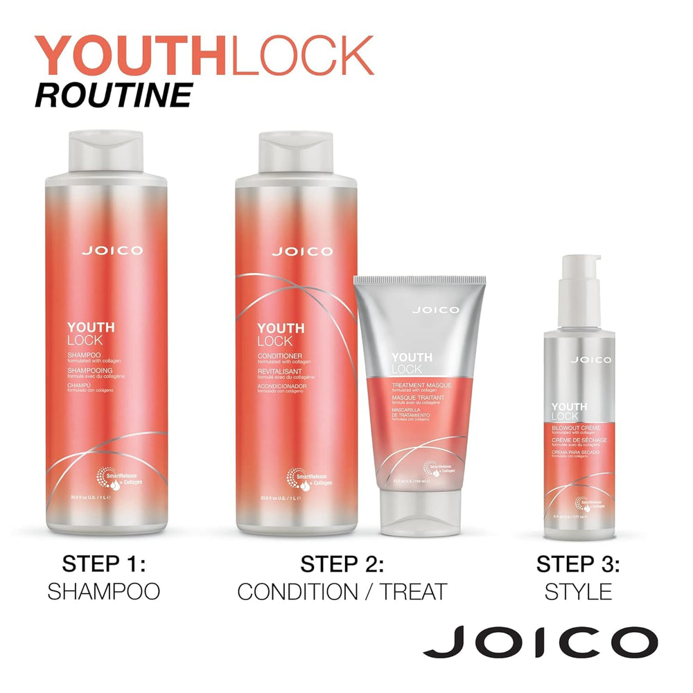 Joico YouthLock bundle hair-flow image suggests improved manageability and shine