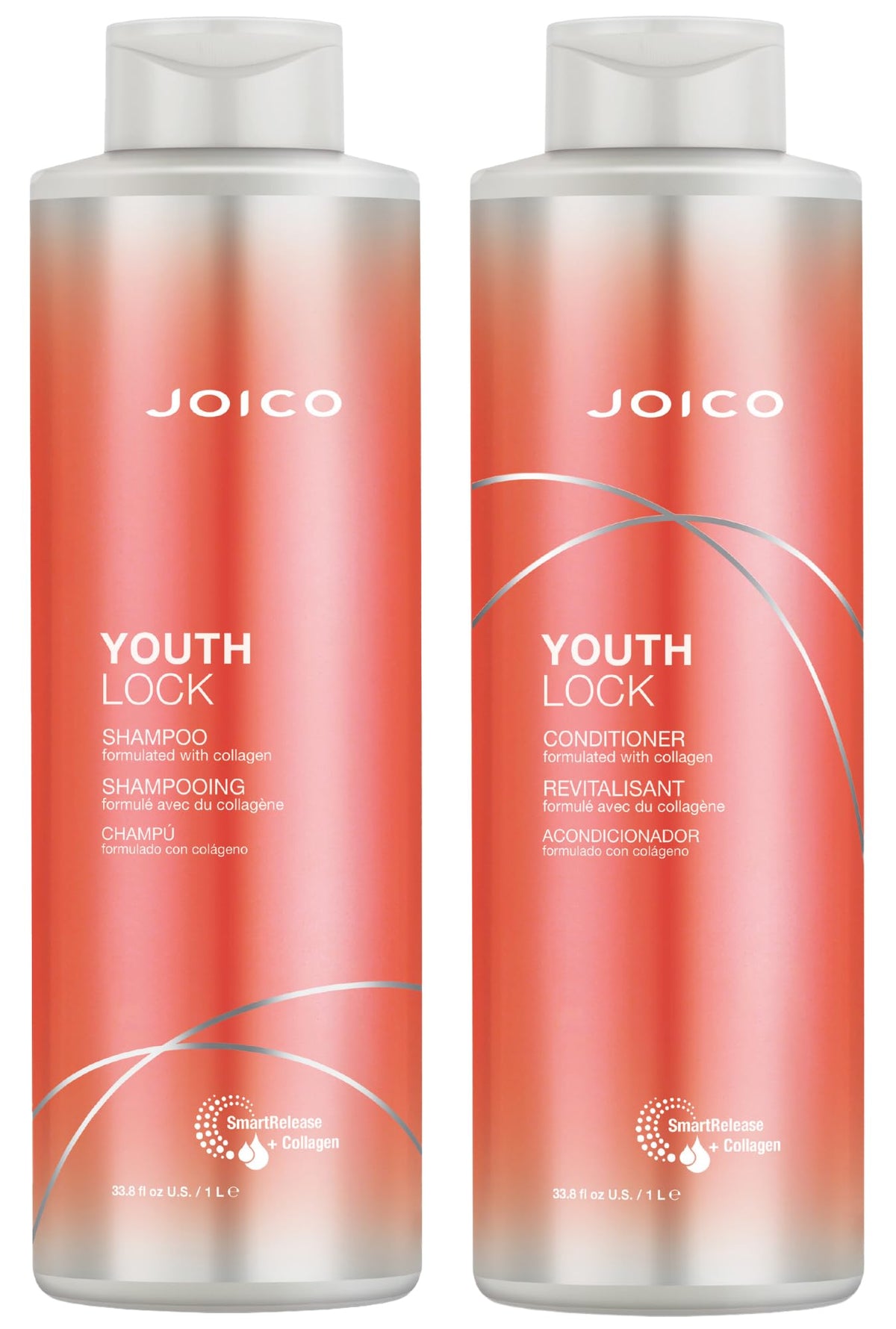 Joico YouthLock shampoo bottle pour highlights gentle cleansing for smoother hair