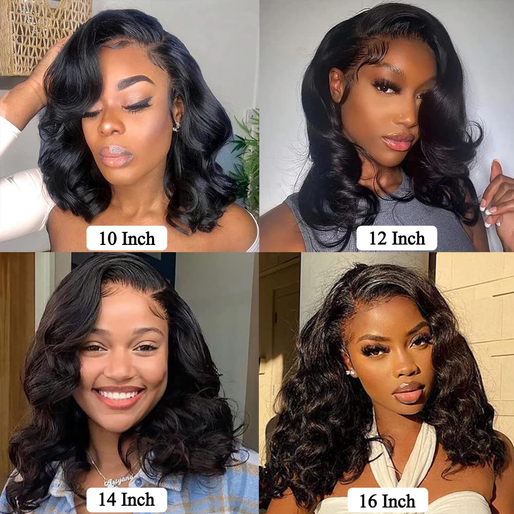 Jolanly bob wig 12-inch front view demonstrating length