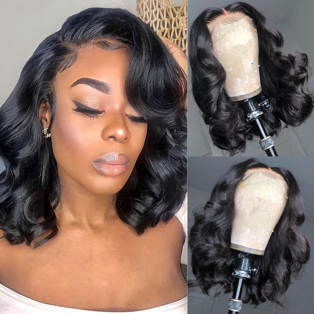 Jolanly bob wig with 13x4 lace front close-up for natural part