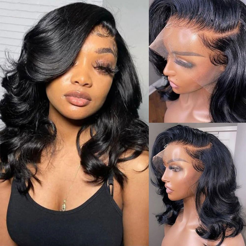 Jolanly bob wig back view shows 180 density fullness