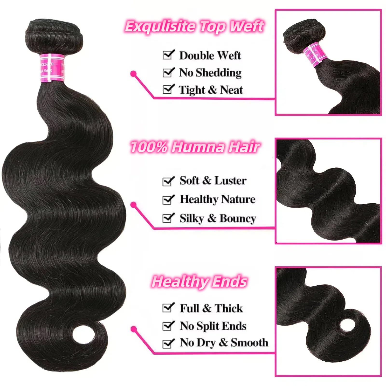 Jolanly virgin Brazilian hair double weft for a neat, tangle-free finish.