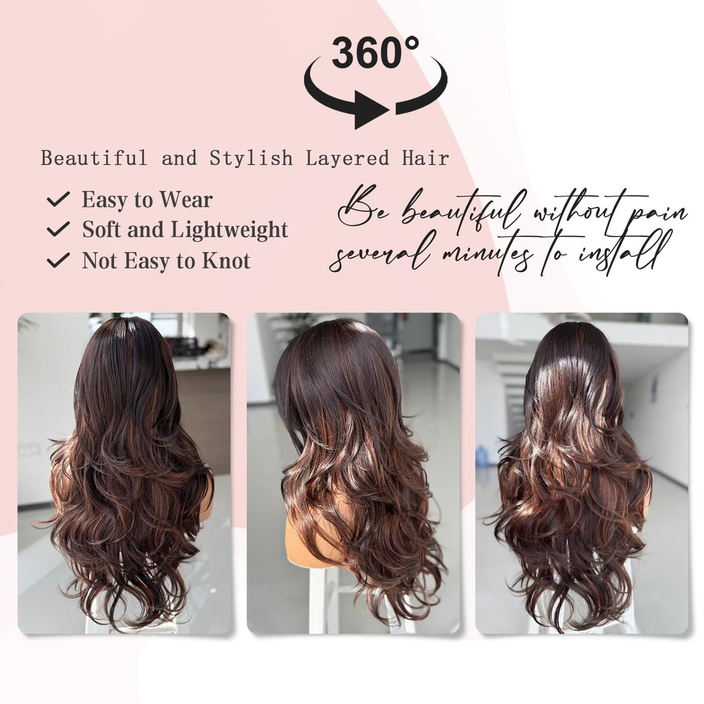 Jolelyne long ombre brown wig full length, natural body wave.