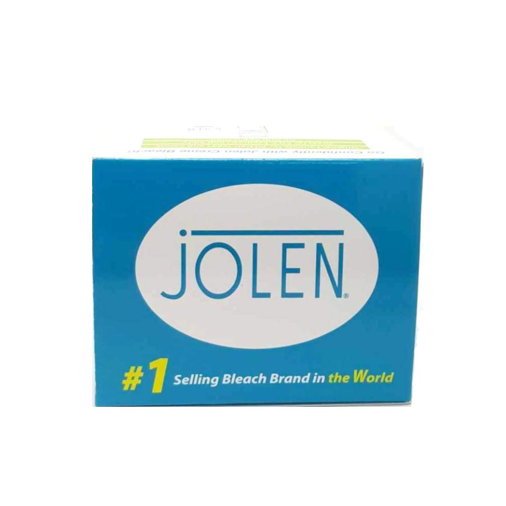 Jolen Creme Bleach packaging close-up highlighting at-home use.