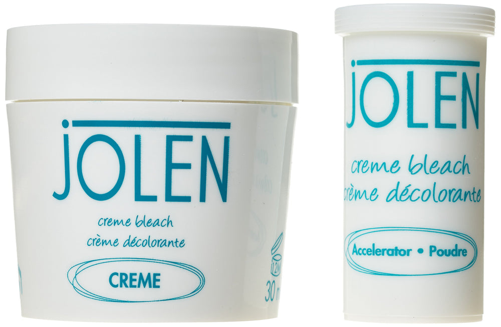 Jolen Creme Bleach Pot label highlights Made in USA and product code B00X3N4BDS.