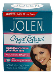 Jolen Creme Bleach Sensitive Aloe pack of six packaging for home use.