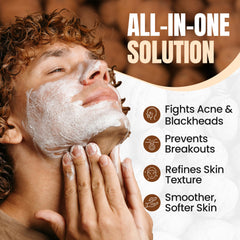 Ingredient glimpse of walnut powder and natural oils in Joli Noir cleanser.