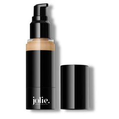 Jolie Luminous Foundation Buff bottle delivers a lightweight, radiant finish.