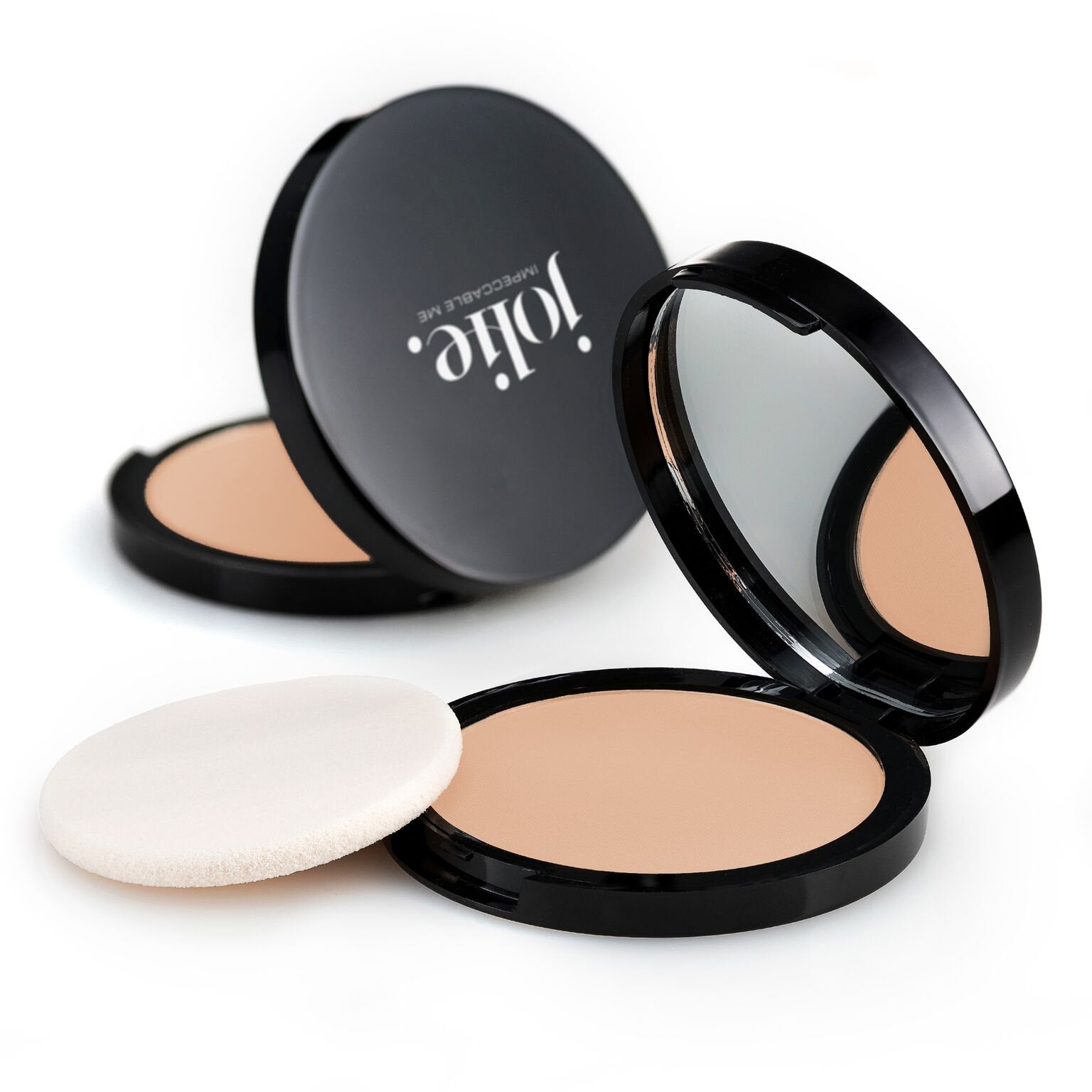 Jolie Mineral Powder Foundation sponge demonstrates easy, buildable coverage for a radiant finish