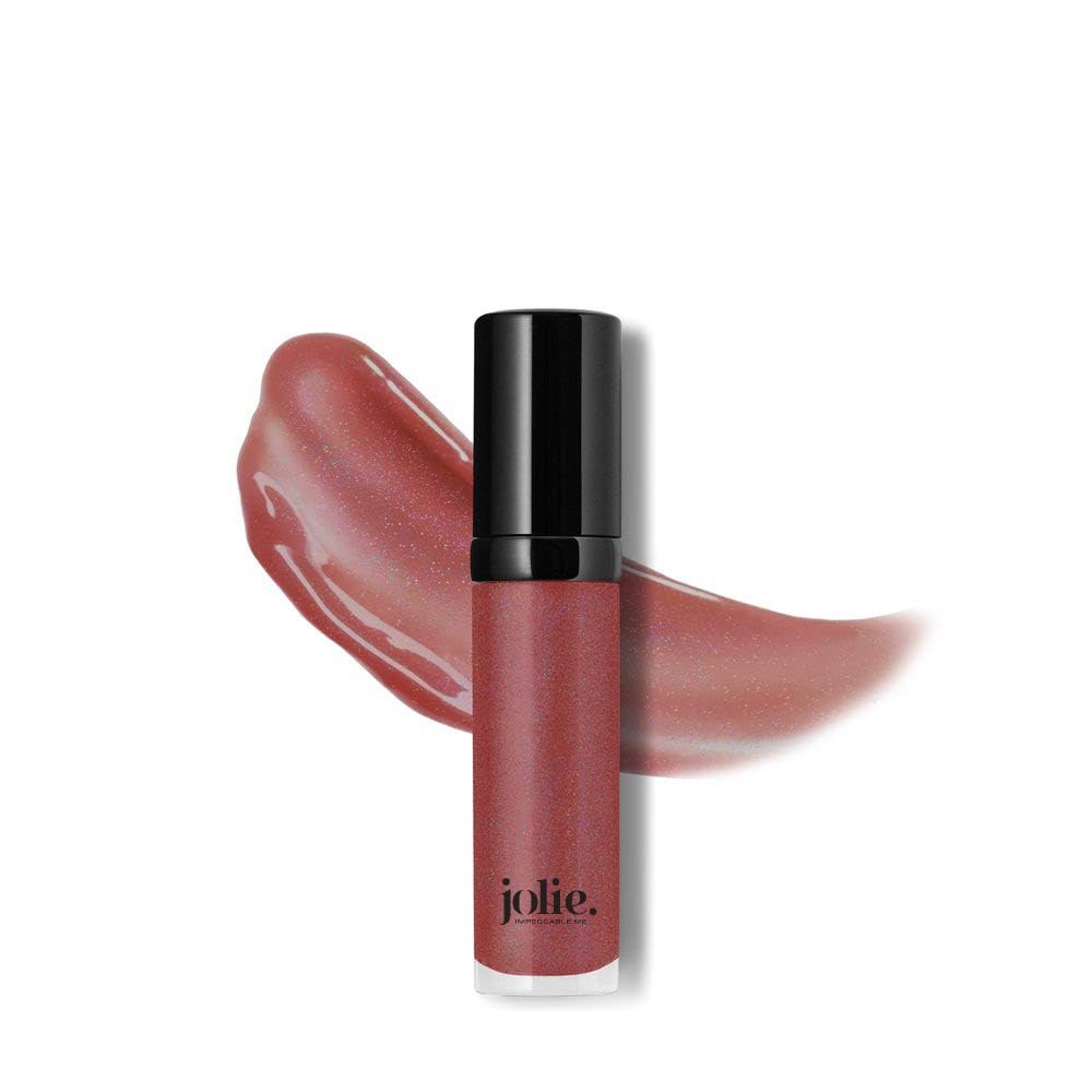 JOLIE Peekaboo lip gloss close-up showing intense pigment and radiant shine for hydrated lips