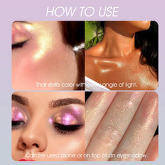 Jolilab holographic multichrome eyeshadow bottle showcasing shift colors.