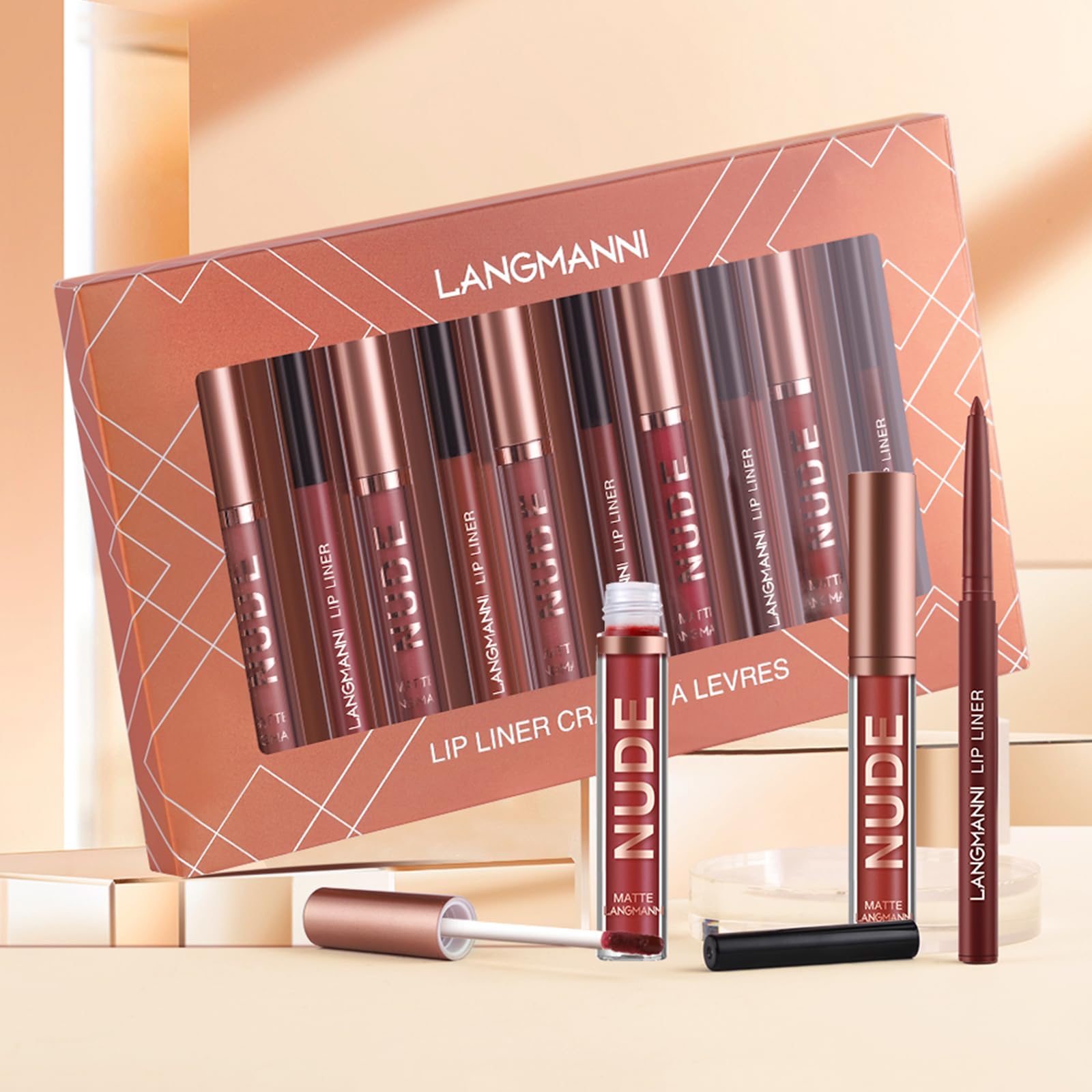 Liner-outline and lipstick application step illustration showing crisp edges.