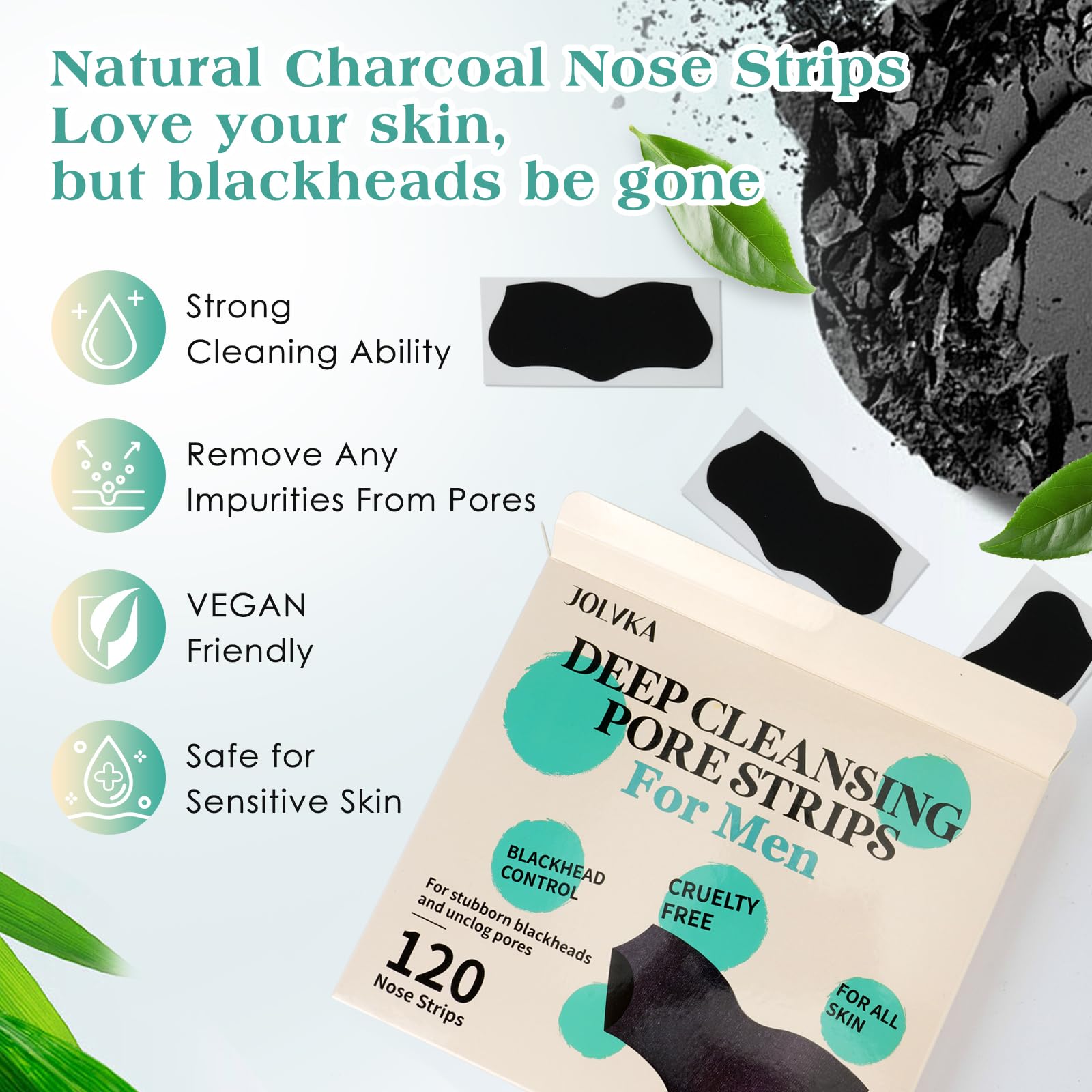 JOLVKA charcoal nose strip adheres to pores for effective dirt extraction