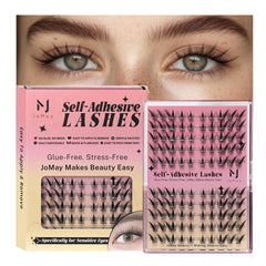 JoMay Flutter Lite lash clusters close-up, natural daytime look.