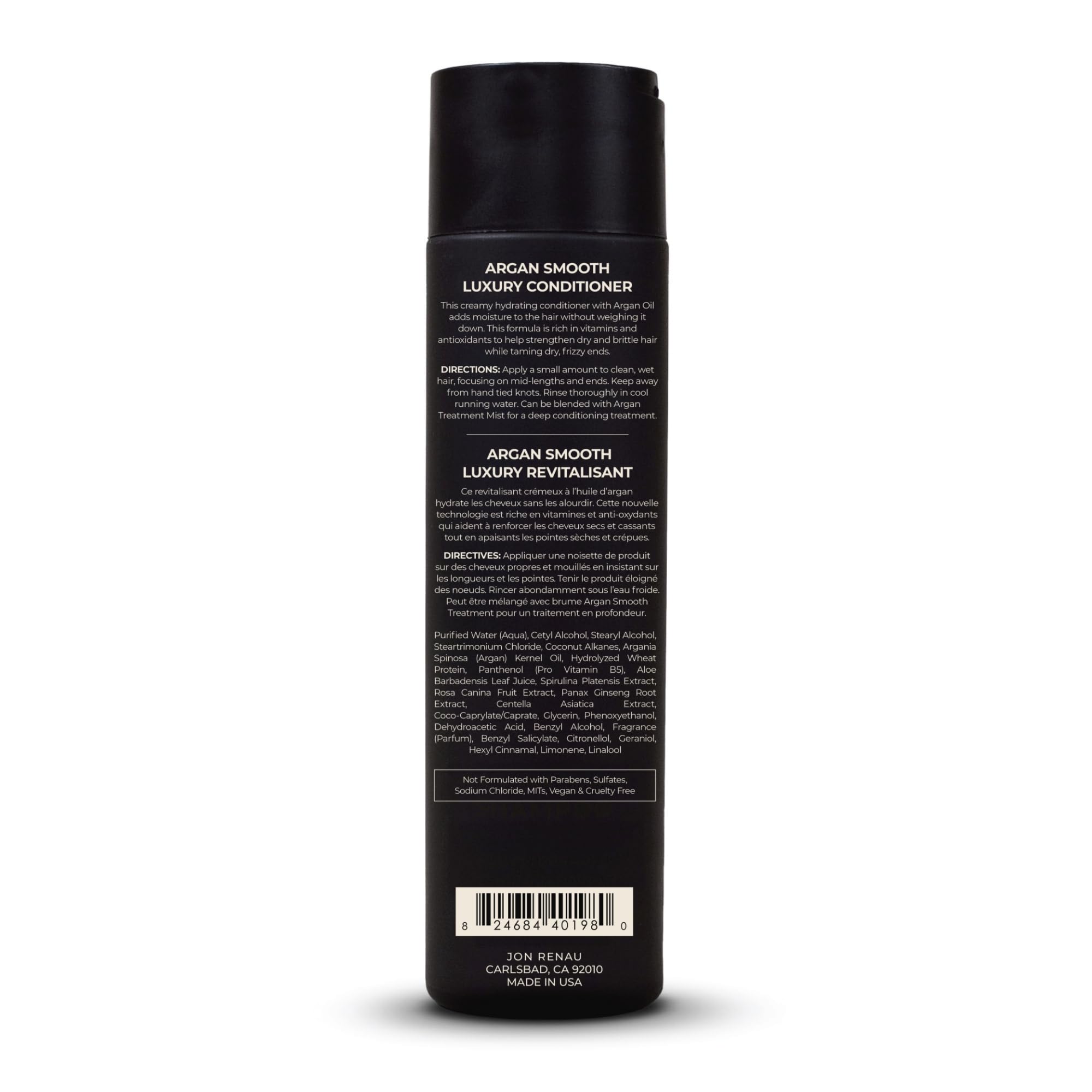 Cap seal of Jon Renau Argan Smooth Luxury Conditioner signaling gentle formula