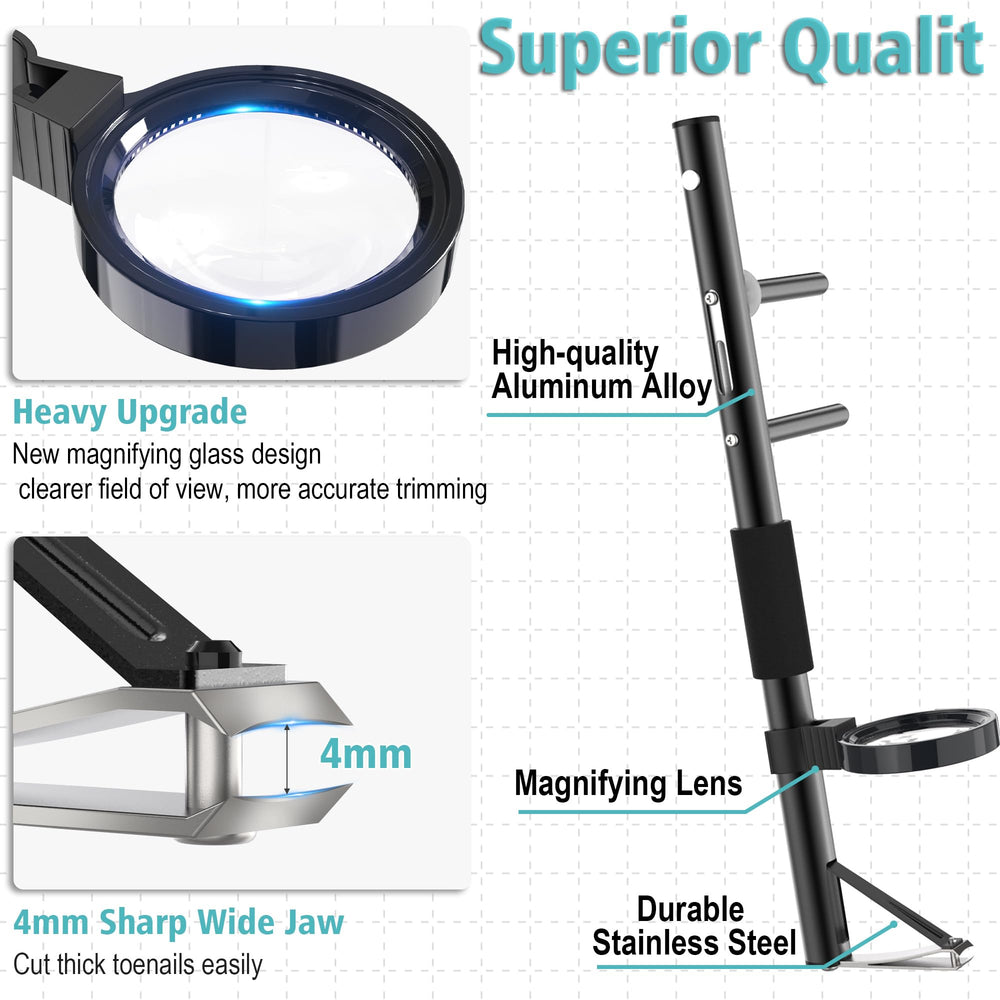 Compact tool used while sitting for easy nail care