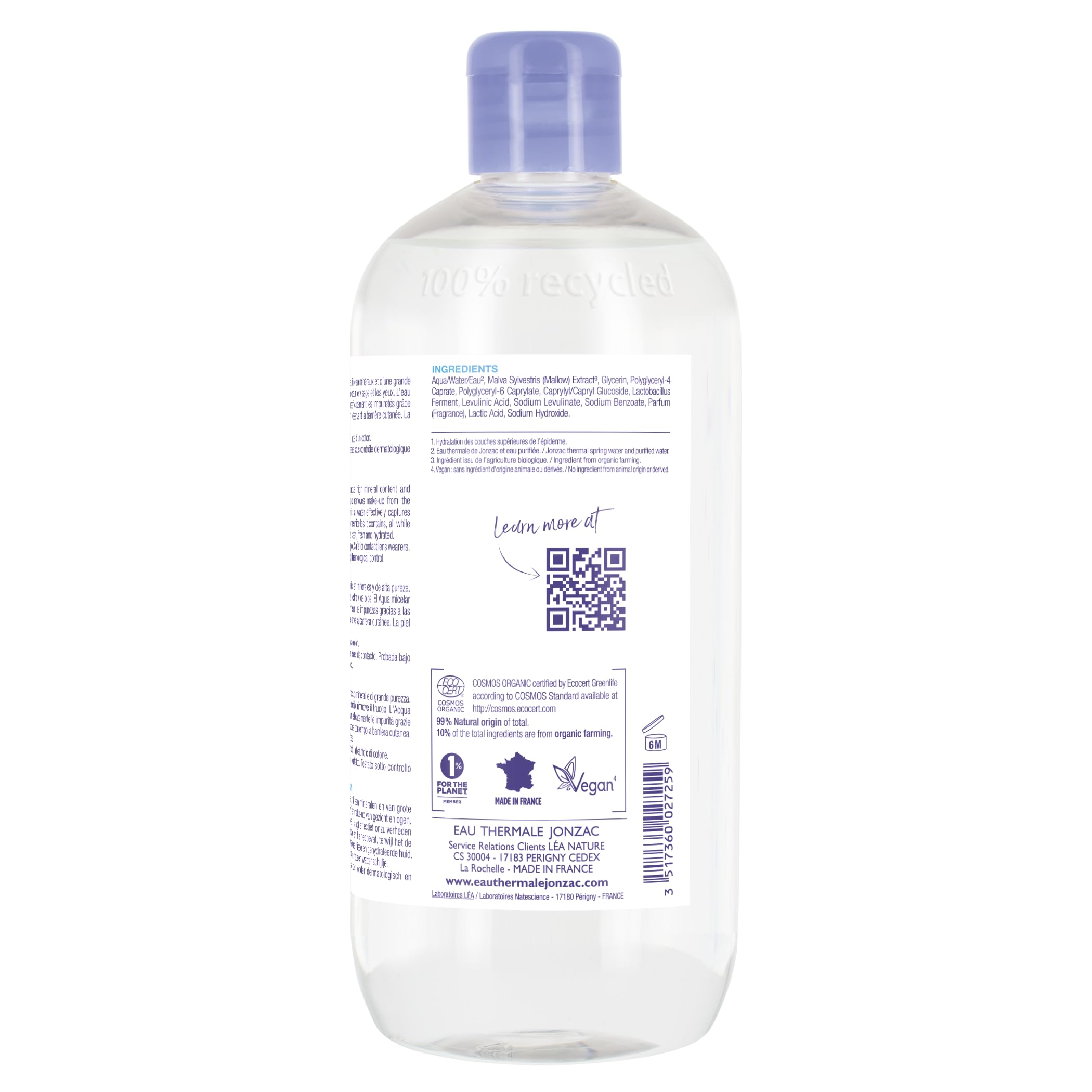 Face cleansing with a cotton pad using JONZAC micellar water after makeup