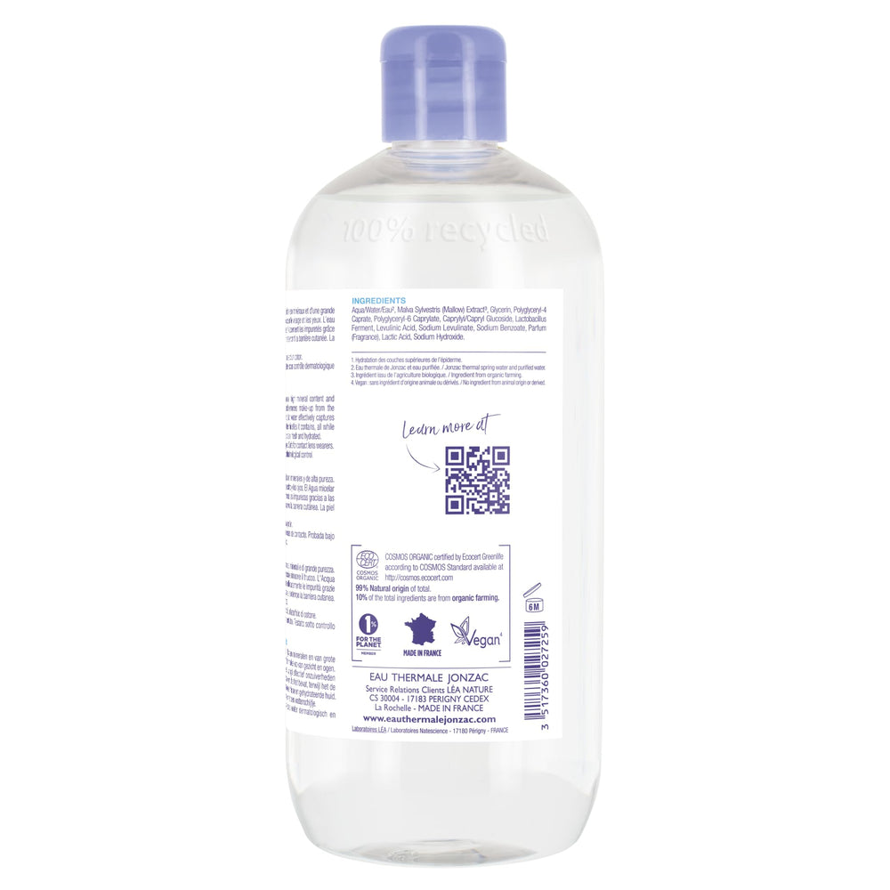 Face cleansing with a cotton pad using JONZAC micellar water after makeup