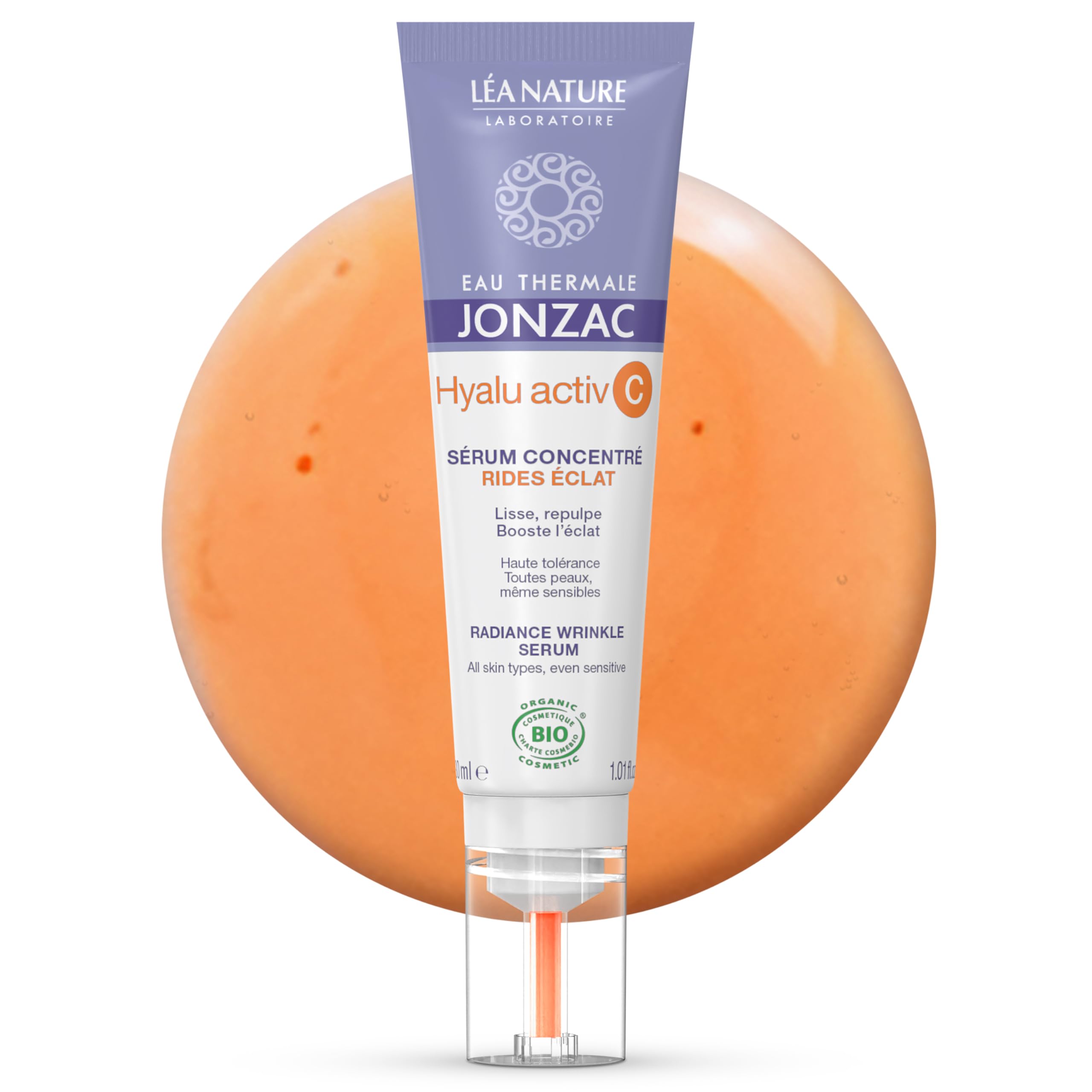 JONZAC Hyalu Activ C serum bottle close-up for radiant skin