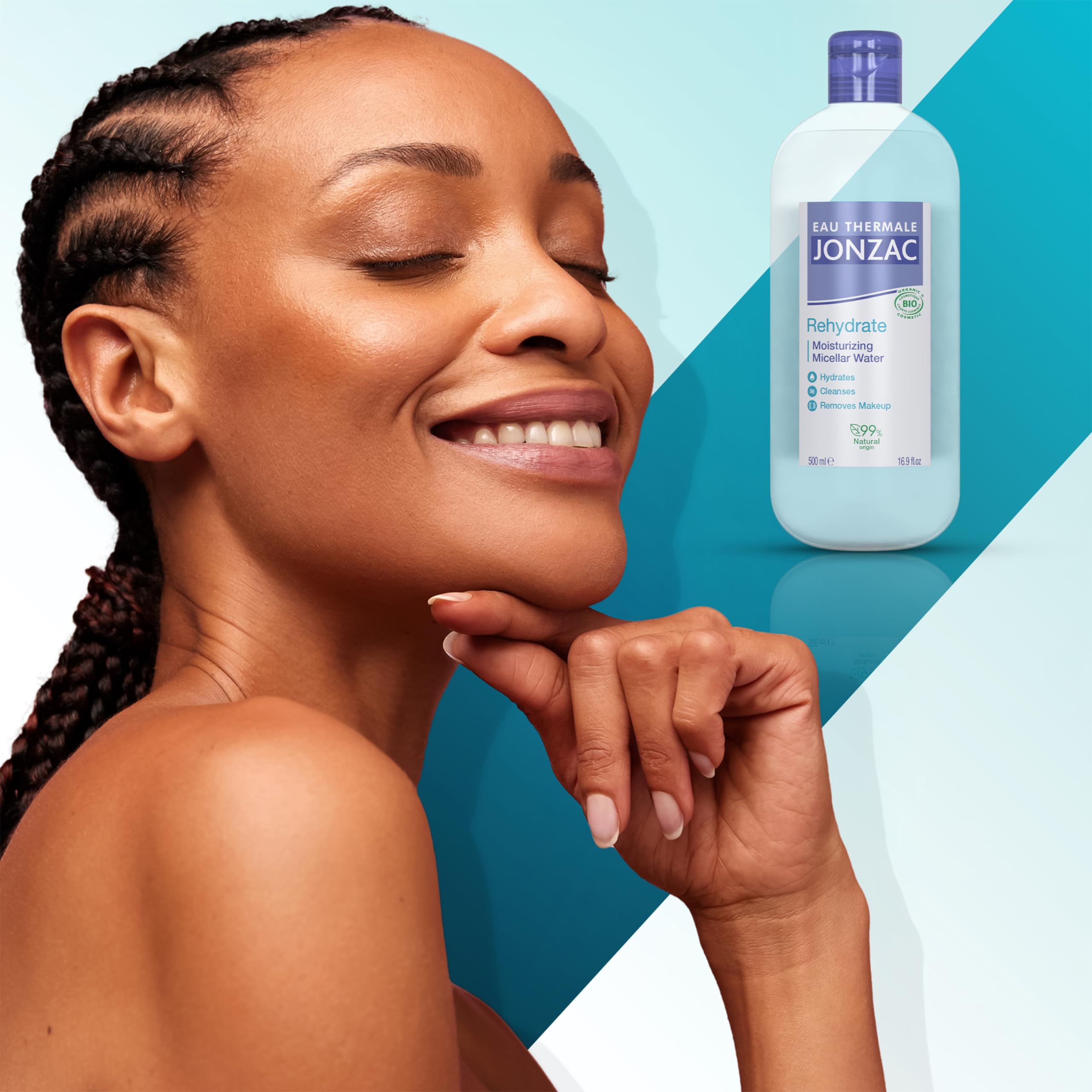 Isotonic thermal water from Jonzac supports balanced skin in this image