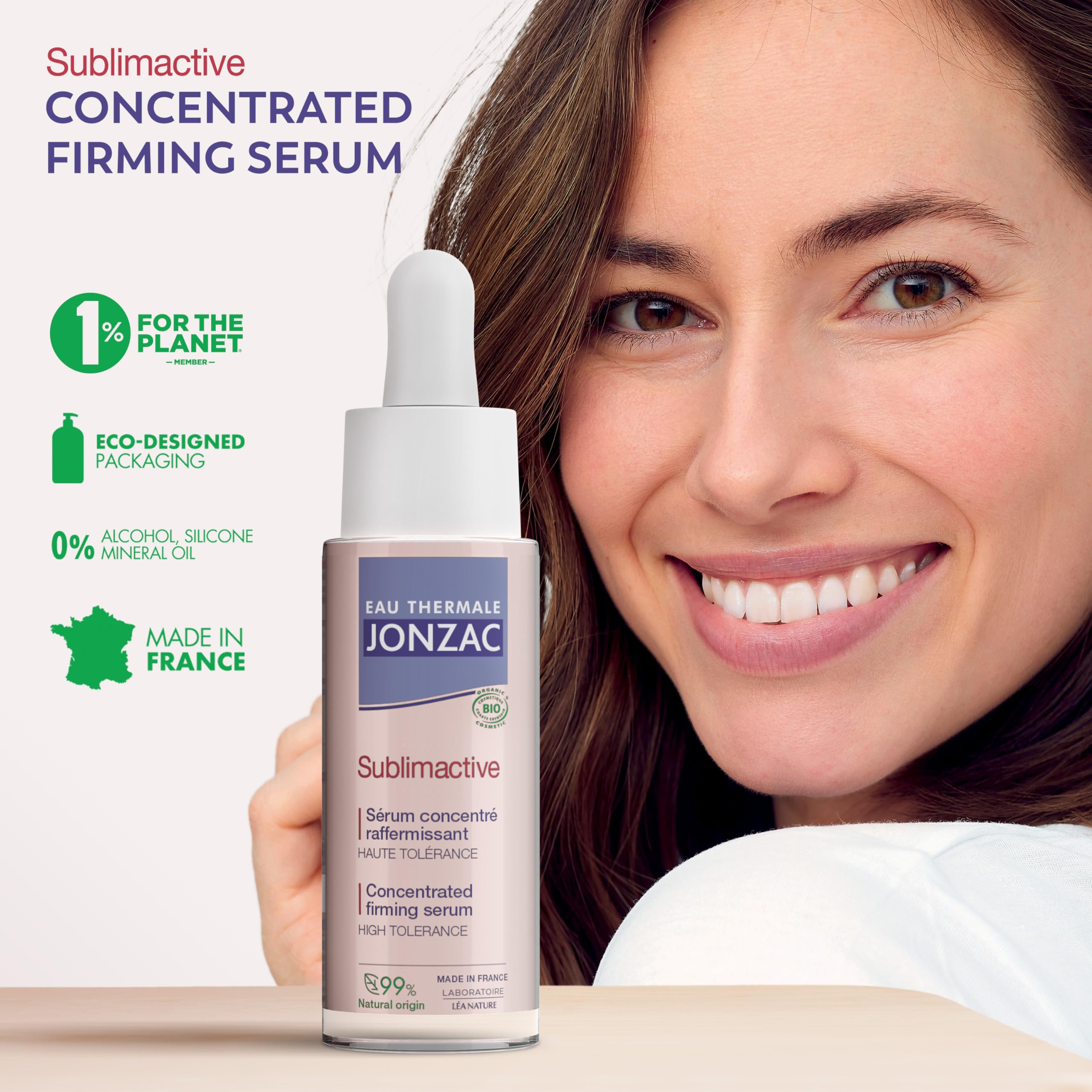 JONZAC Sublimactive after-use glow demonstrates firmer-looking skin.