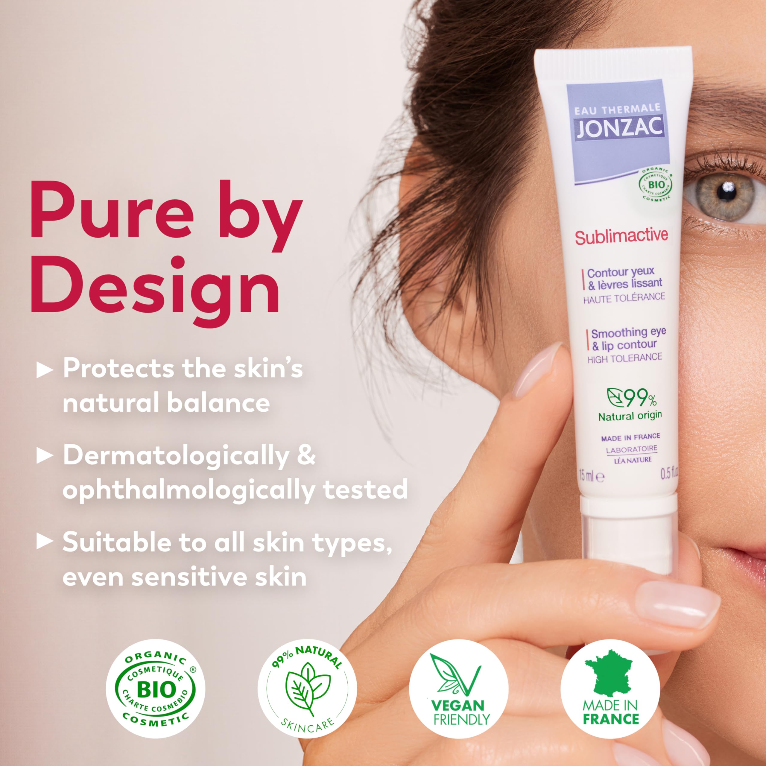 JONZAC hyaluronic acid molecule closeup implies strong hydration support.