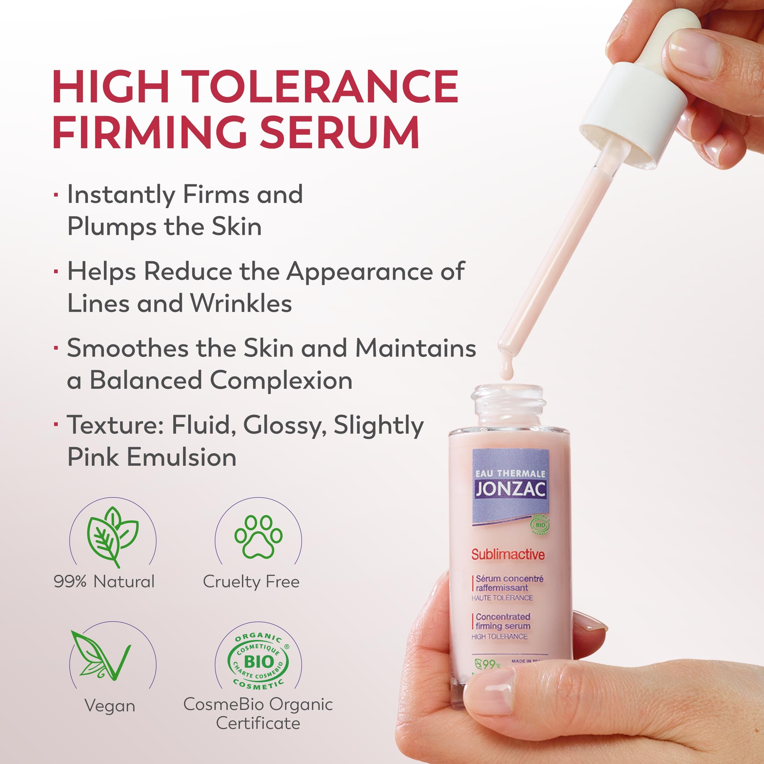 Sublimactive serum texture gliding on skin for smoothing effect.