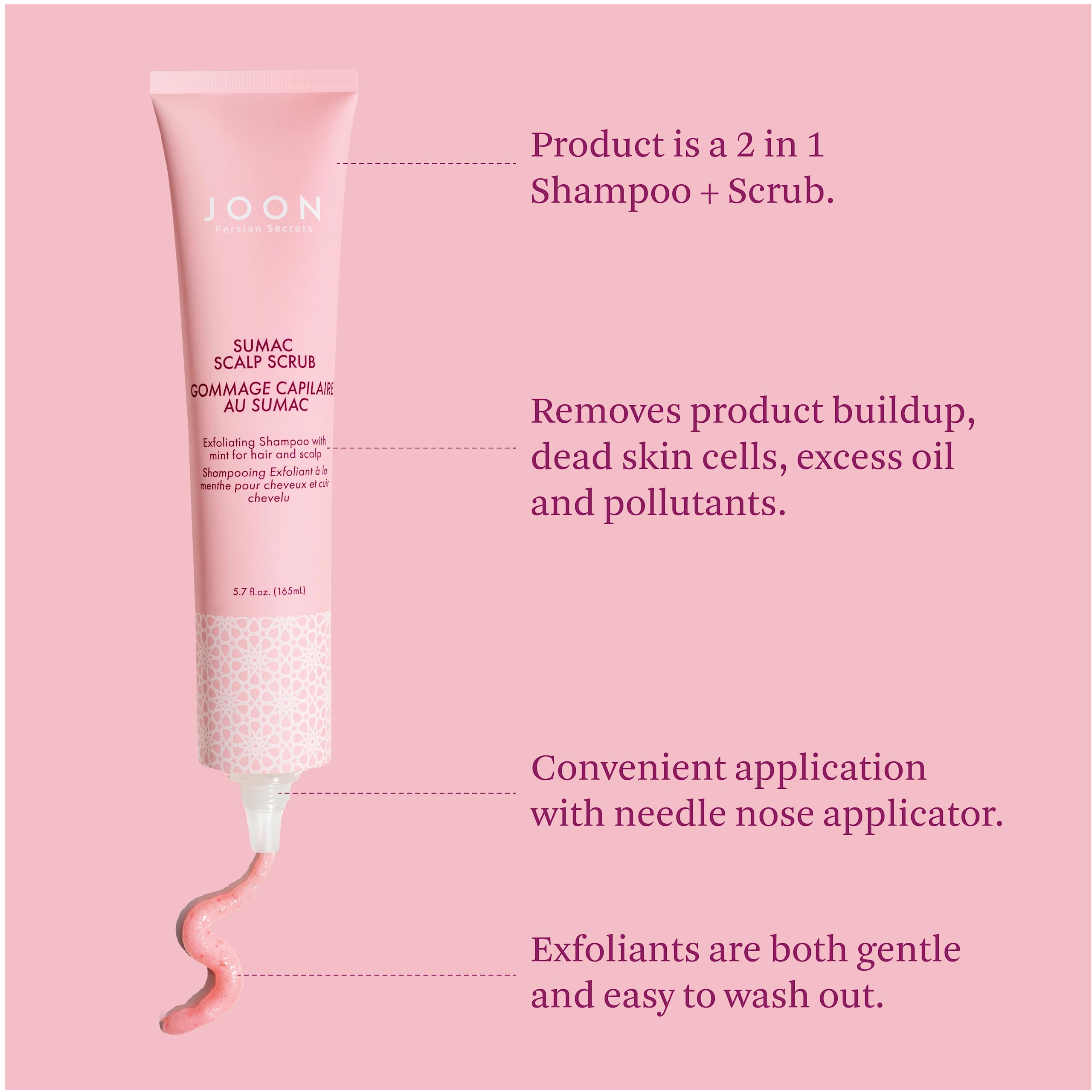 Joon Sumac Scrub label features sumac and fenugreek ingredients.