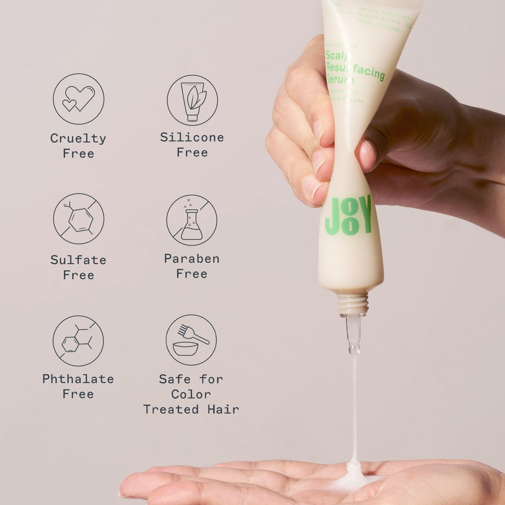 Jooy scalp application scene showing pre-cleanse use on scalp