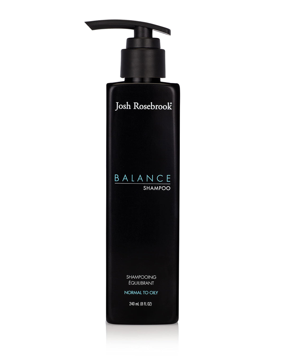 Josh Rosebrook Balance Shampoo bottle on display promotes balanced scalp and volume.