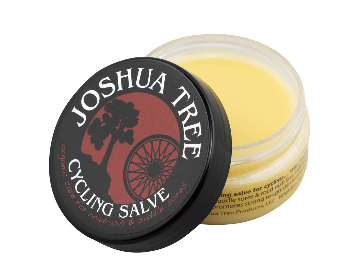 Joshua Tree Organic Cycling Salve tube demonstrates organic formula for skin healing.