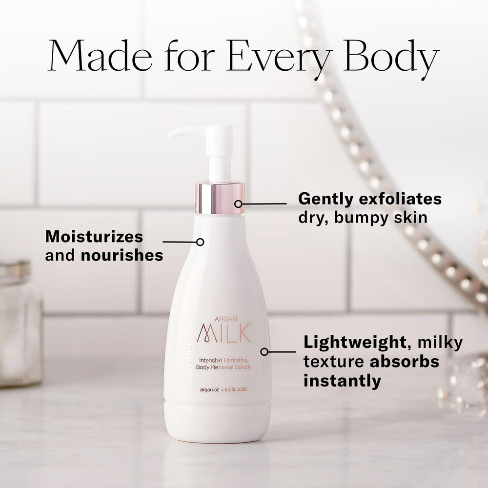 Josie Maran Argan Milk Body Serum with argan oil nourishes dry skin.