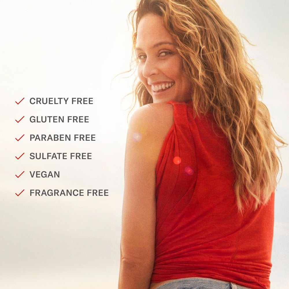 Josie Maran Argan Moisture Plump Shampoo on damp hair shows volume and shine.
