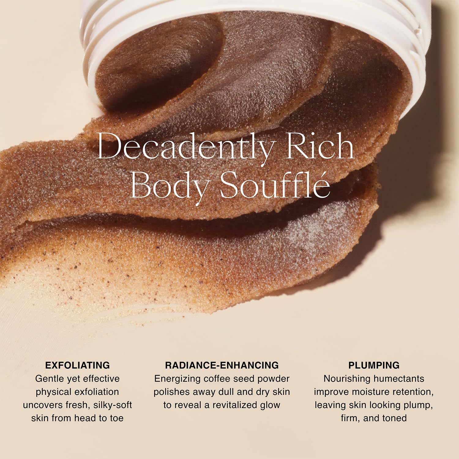 Close up of Mocha Whip texture highlights creamy scrub for gentle buffing
