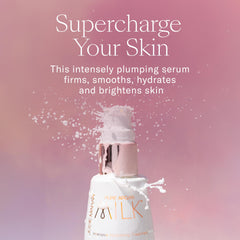 Josie Maran Pure Argan Milk emulsion close-up emphasizing ultrafine microdroplets for lasting moisture.