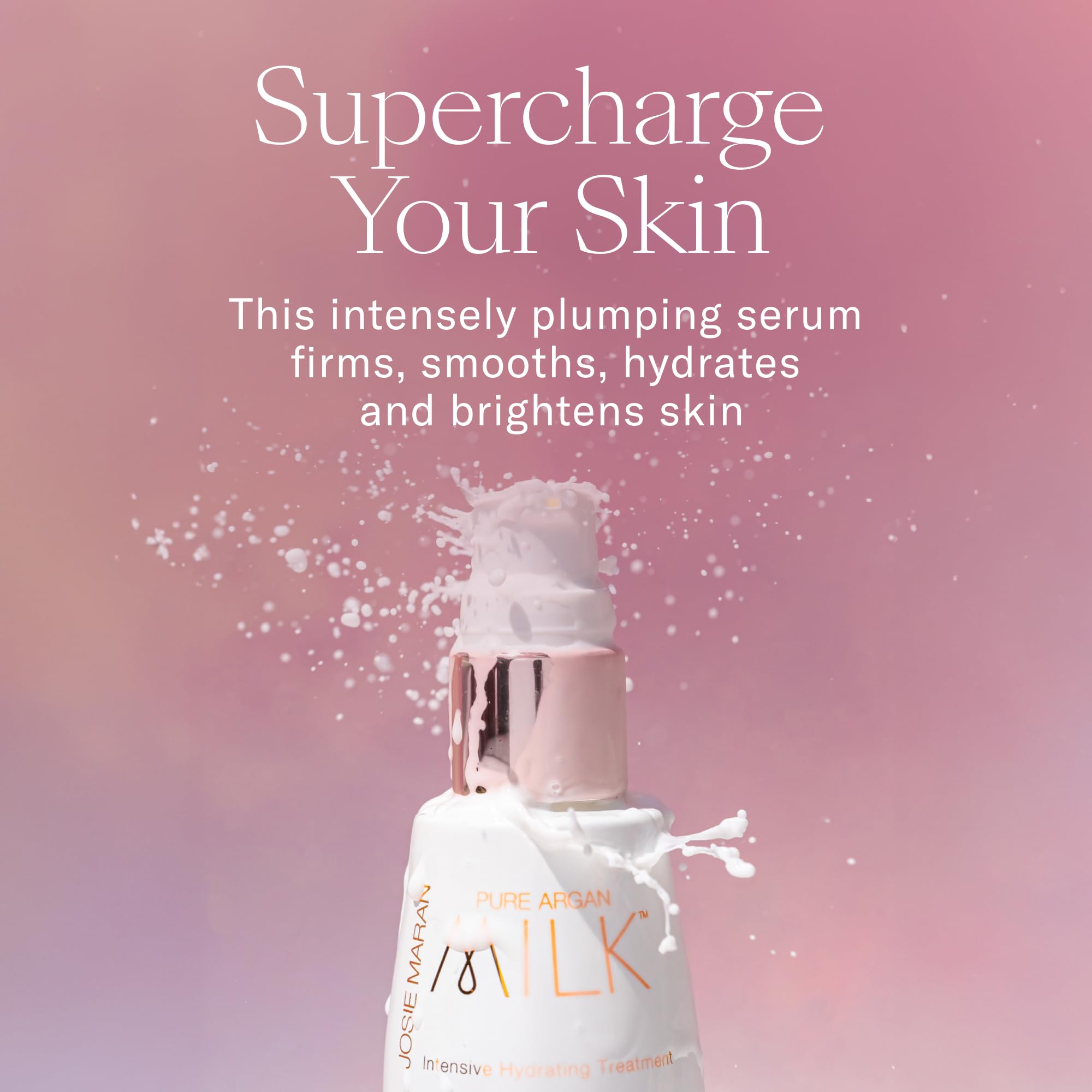 Josie Maran Pure Argan Milk pump for quick, soothing hydration routines