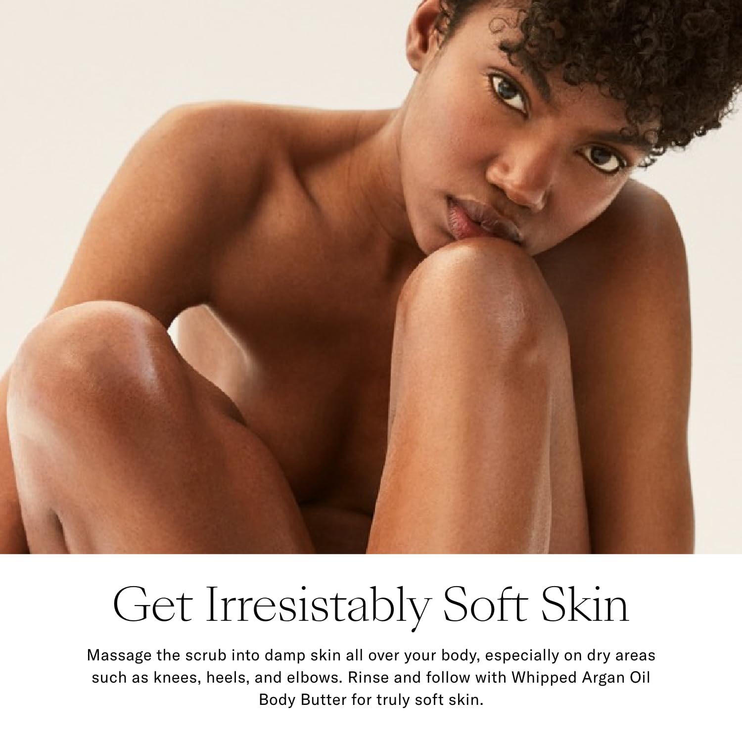 Exfoliation on knees and elbows with Josie Maran scrub