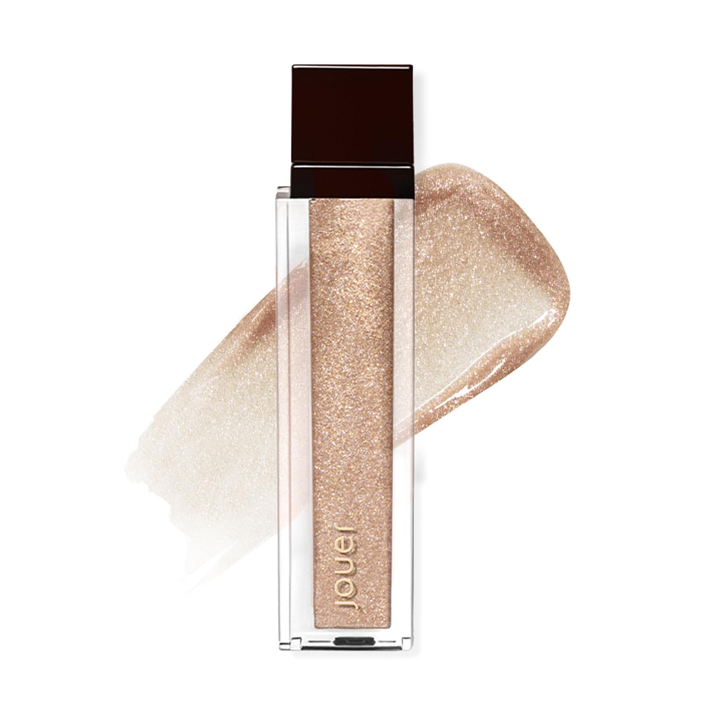 Jouer Lip Topper with vanilla scent adds a shimmering finish while hydrating lips.