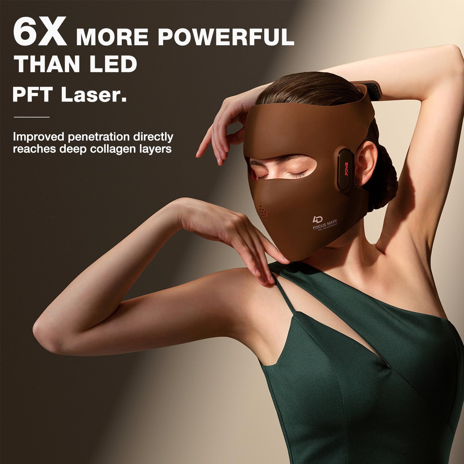 JOVS 4D mask featuring 1064nm infrared focus targets deeper rejuvenation at home.