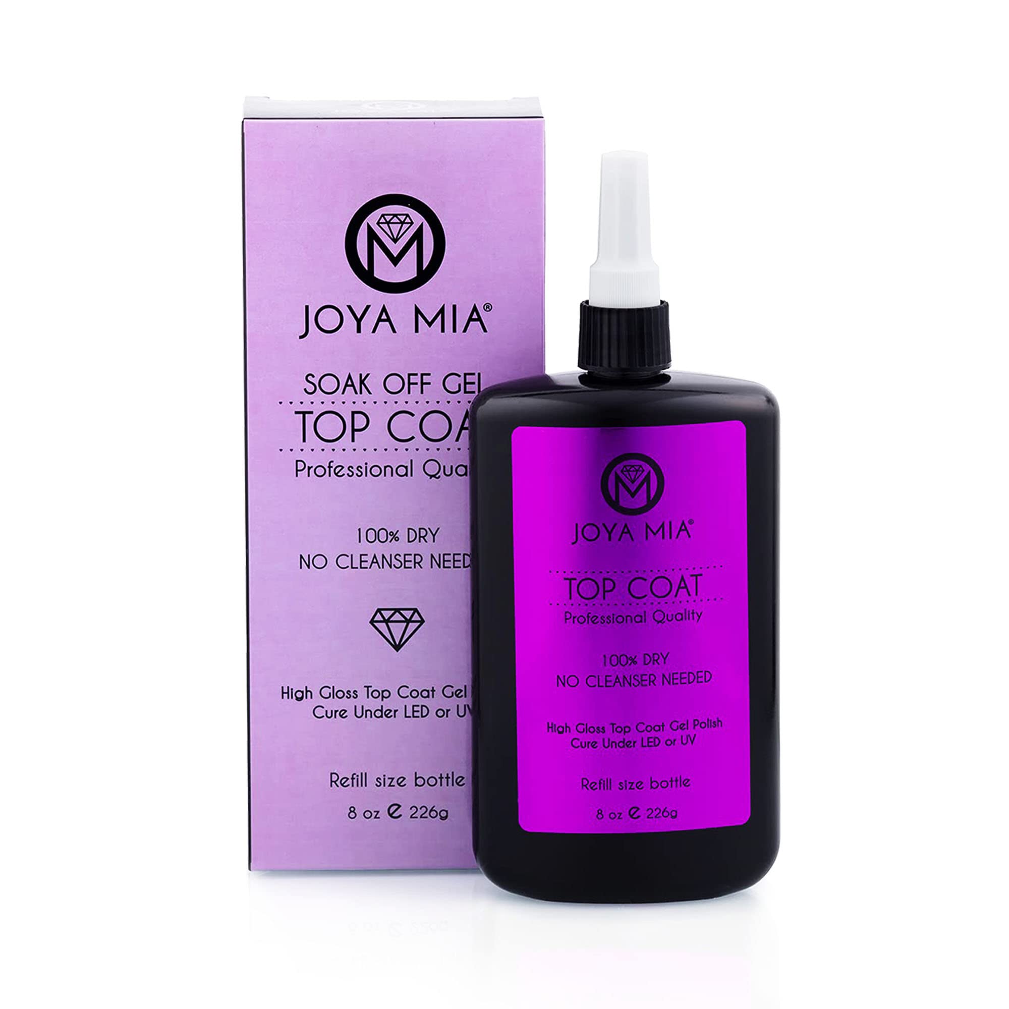 JOYA MIA Top Coat Gel Bottle shows glossy finish for professional nails