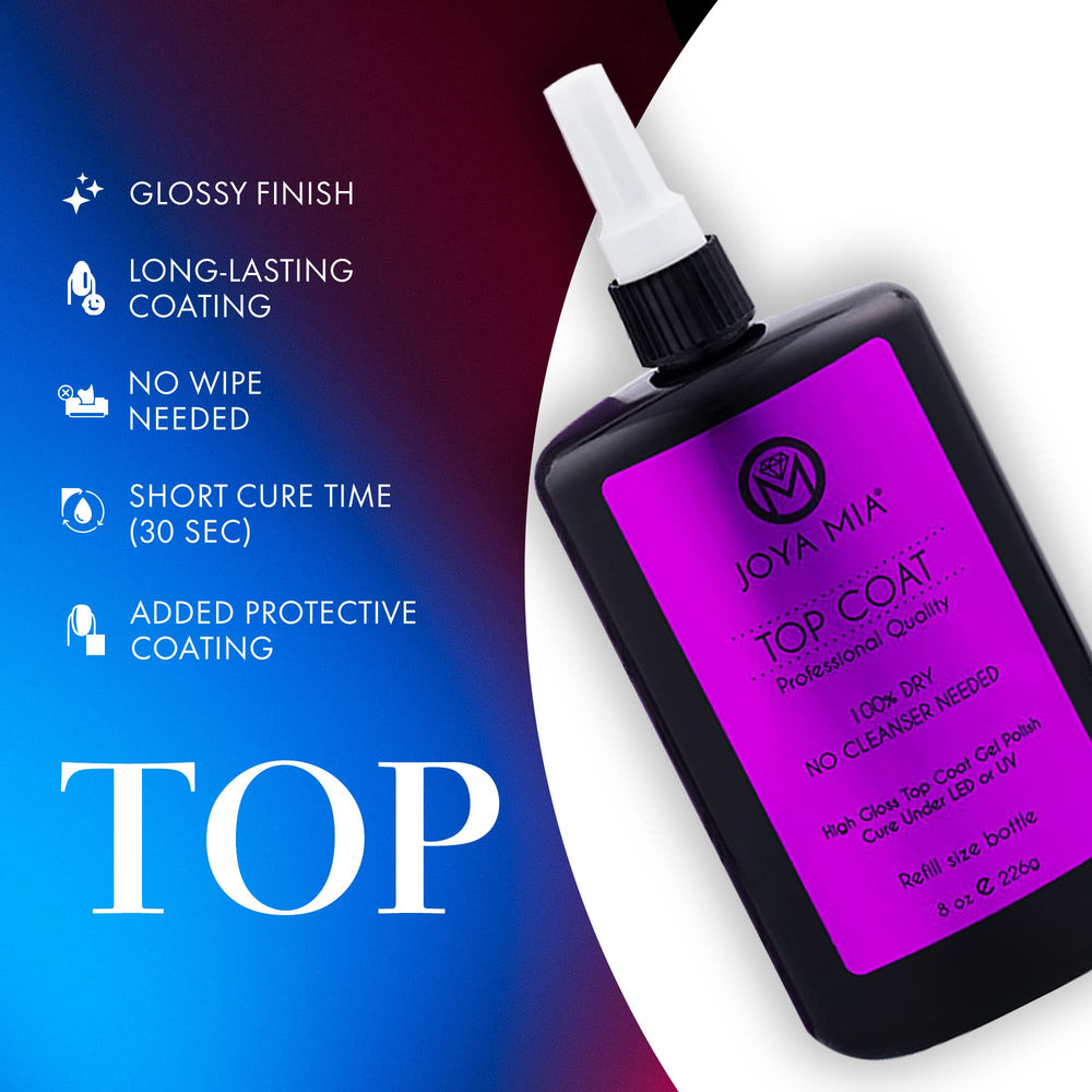 JOYA MIA Top Coat Gel Gloss Finish catches light with glassy shine