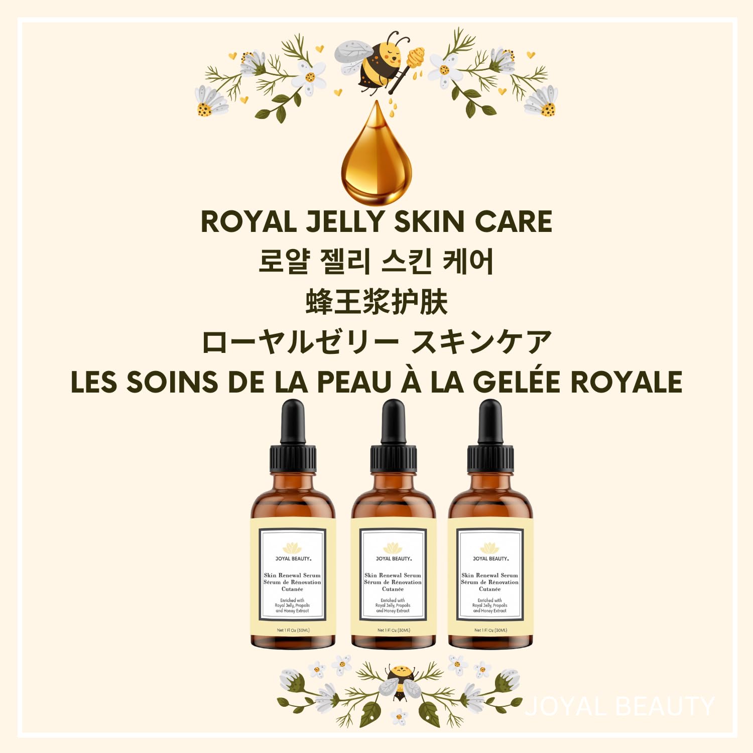 JOYAL BEAUTY serum near eye area for renewed, refreshed look.