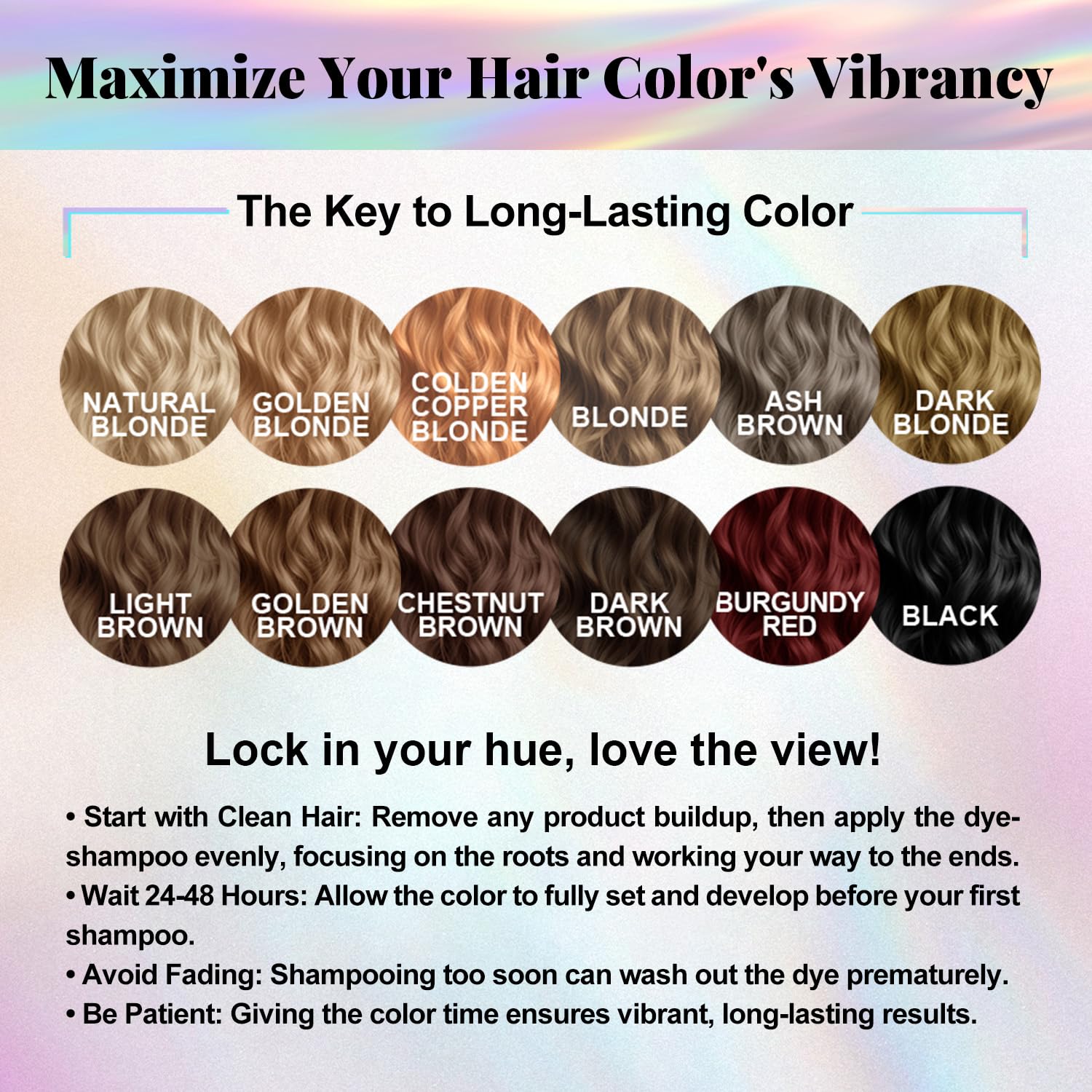 Joyful Young application step—dry hair with 15–30 minutes.
