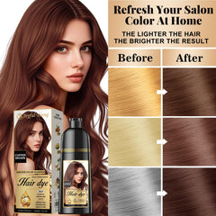 Joyful Young Copper Brown hair close-up reveals rich color deposit.